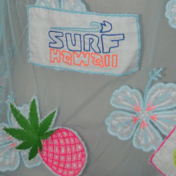 $350 Sz S AnnaCoco Anna Coco Hawaii Blue Nylon Patchwork Swim Beach Top Cover Up - Picture 3 of 8